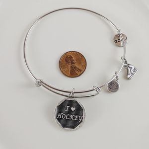I Love Hockey Sticks Silver Adj. Charm Bracelet